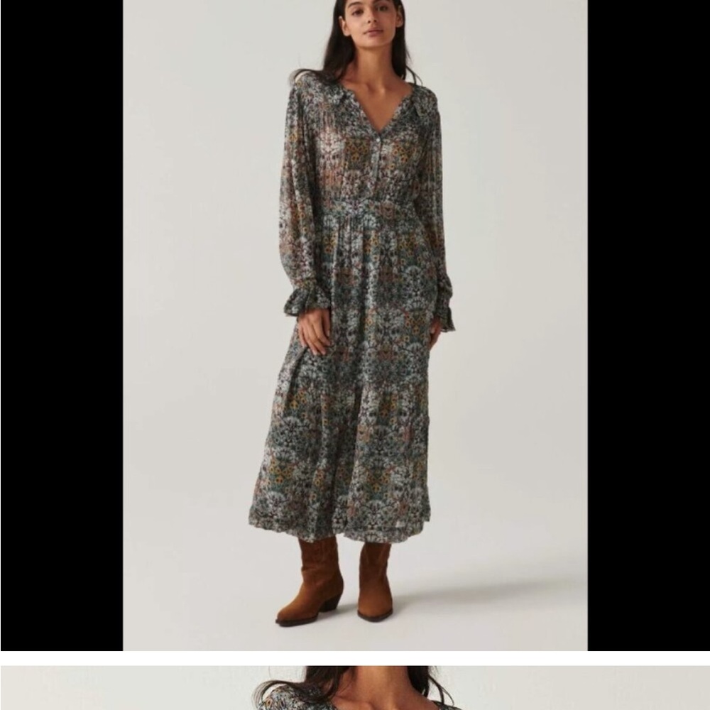 ba&sh Cream Long Sleeve Wrap Sundress